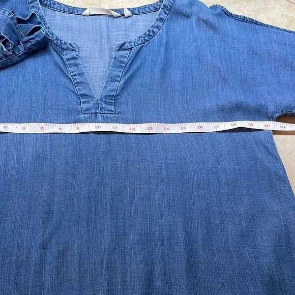 Soft Surroundings Women’s Blouse Cold Shoulder Split Neck Blue Size S - Picture 9 of 10